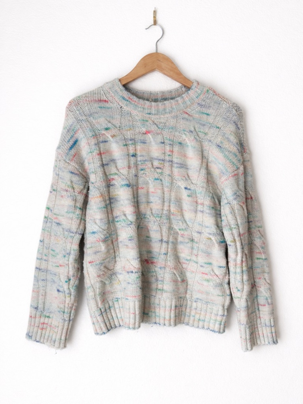 American Eagle Confetti Cable Knit Sweater Size Small Cozy Chunky Crewneck